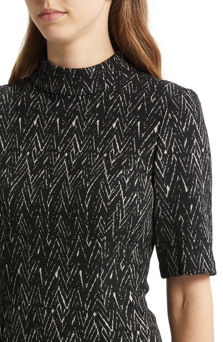 Eliza J Abstract Herringbone Print Sheath Dress, Alternate, color, Black