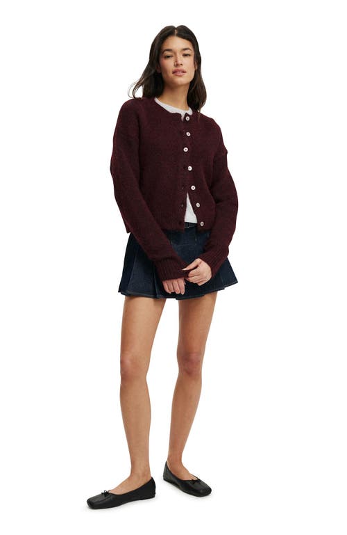 Cotton On Lofty Luxe Crew Cardigan In Burgundy