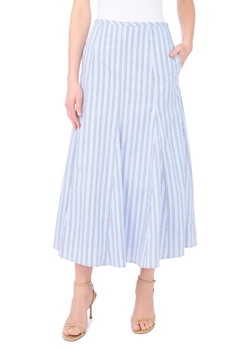 Godet Hem Poplin Midi Skirt, Main, color, XENON BLUE
