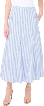 1.STATE Godet Hem Poplin Midi Skirt
