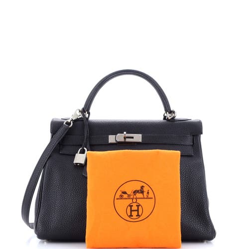 Pre-owned Hermes Hermes Kelly Handbag Black Togo With Brushed Palladium Hardware 32 In Black