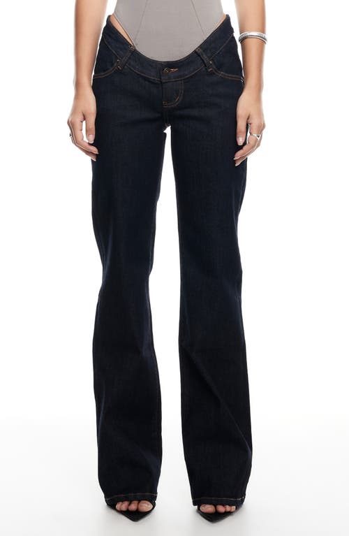 Shop Lioness Cocoon Dipped Low Rise Straight Leg Jeans In Dark Denim