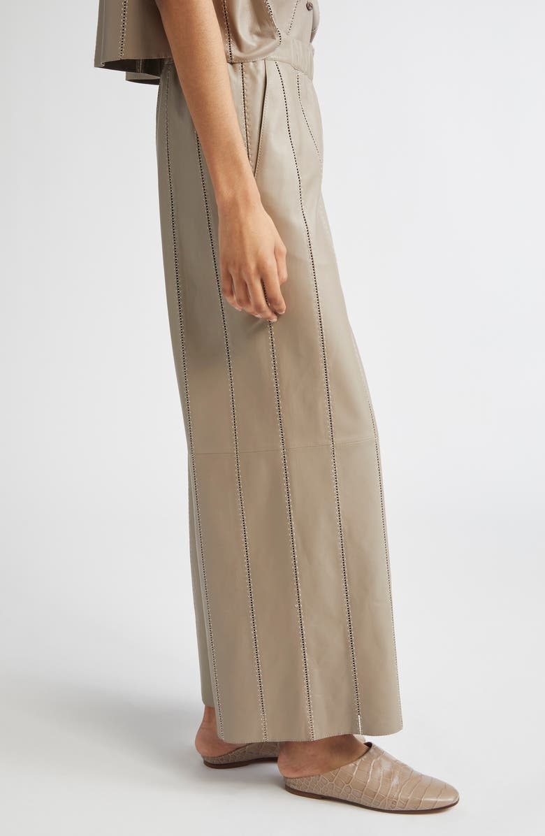 Lafayette 148 New York Riverside Ladder Stitch Lambskin Leather Ankle Pants, Alternate, color, 