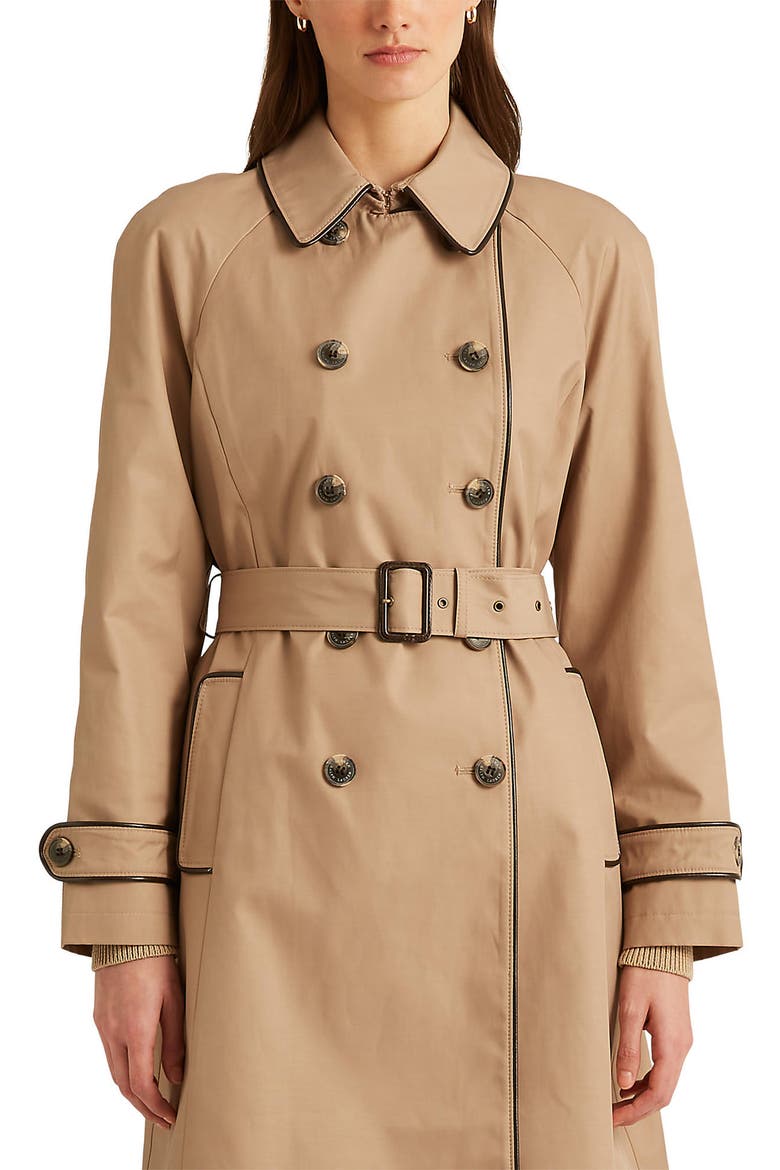 Water Repellent Cotton Blend Belted Trench Coat, Alternate, color, SAND