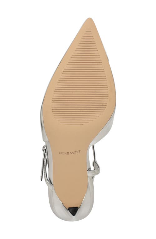 Nine West Franka Ankle Strap Pointed Toe Pump In Silver