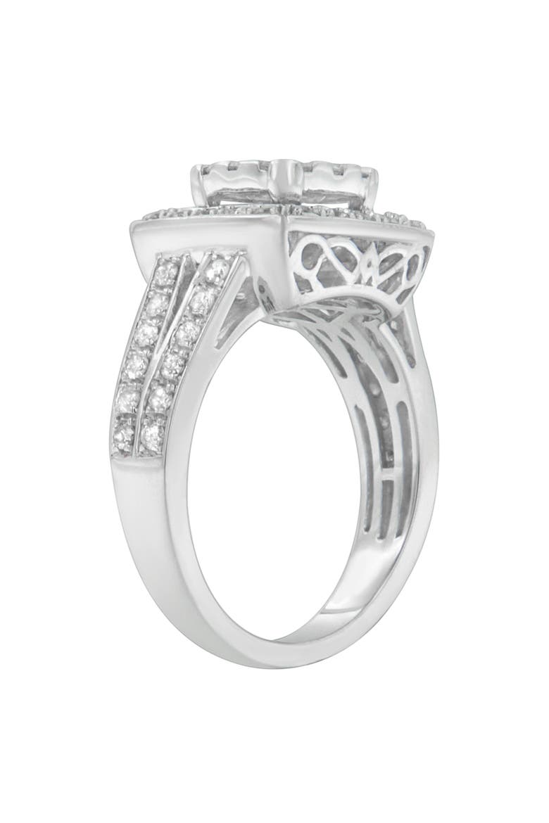 10K White Gold 1.0 Cttw Diamond Cluster Ring, Alternate, color, White Gold