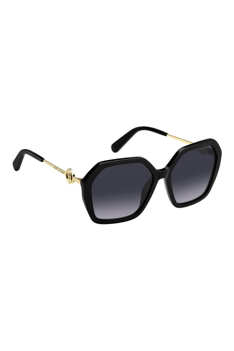 57mm Gradient Square Sunglasses, Alternate, color, BLACK