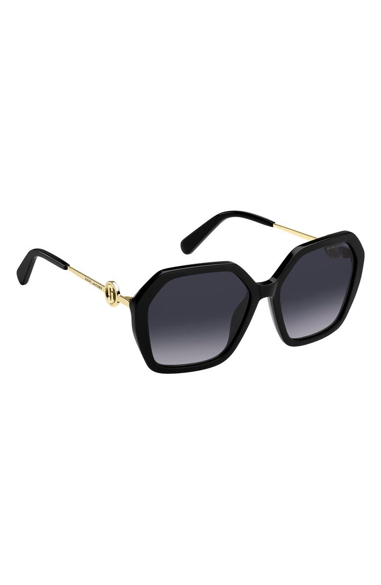 Marc Jacobs 57mm Gradient Square Sunglasses, Alternate, color, Black