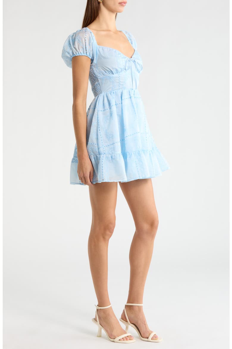 Embroidered Eyelet Ruffle Hem Minidress, Alternate, color, PERIWINKLE