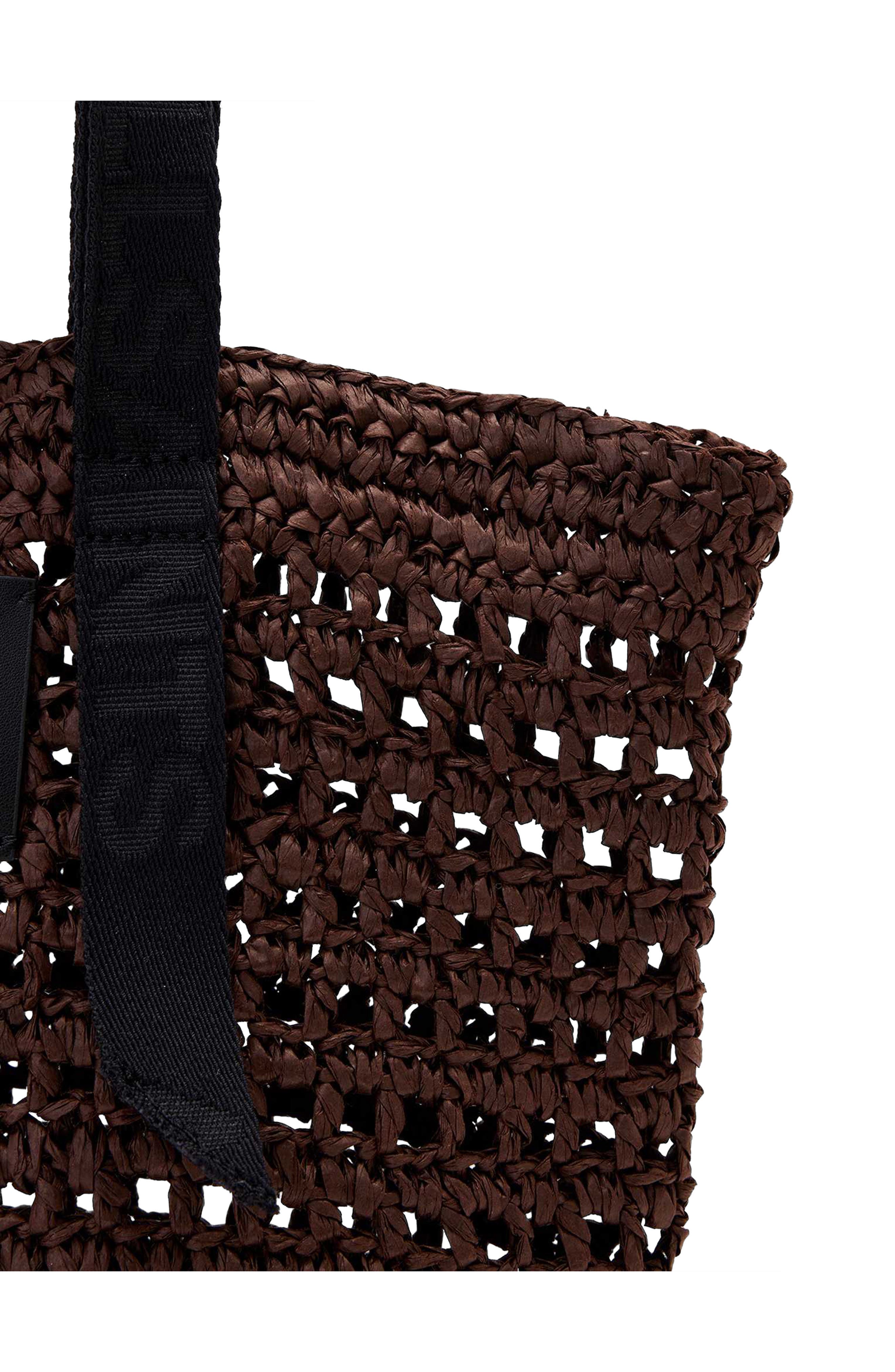 AllSaints Mini Celayne Straw Tote, Alternate, color, Cognac Brown