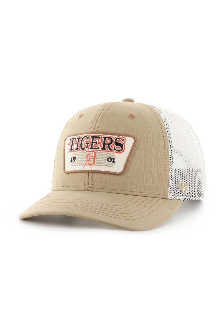 Men's '47 Khaki Detroit Tigers Ridgewood Trucker Adjustable Hats, Main, color, Khaki
