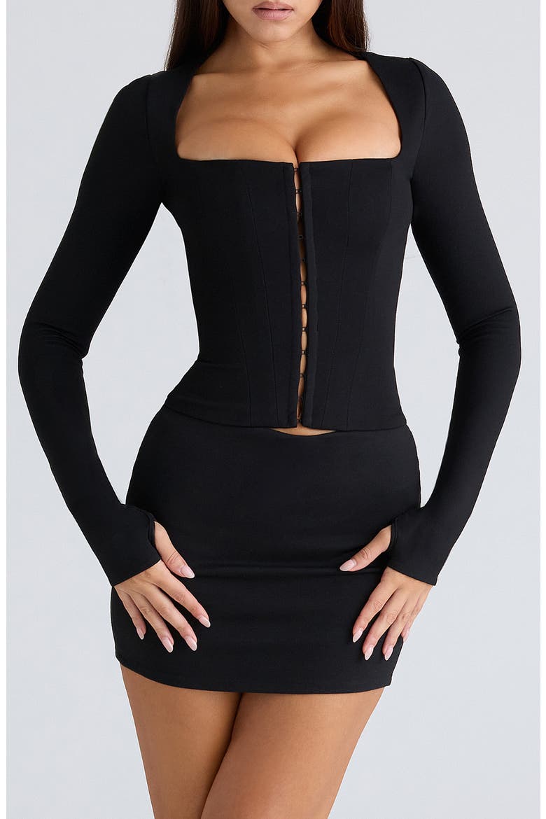 corset top long sleeve dress Kenaya Halter Mesh Corset Long Sleeve Dress