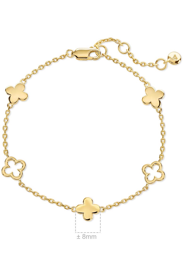 Clover Five-Charm Chain Bracelet in Gold Plated Sterling Silver, Alternate, color, Yellow Gold