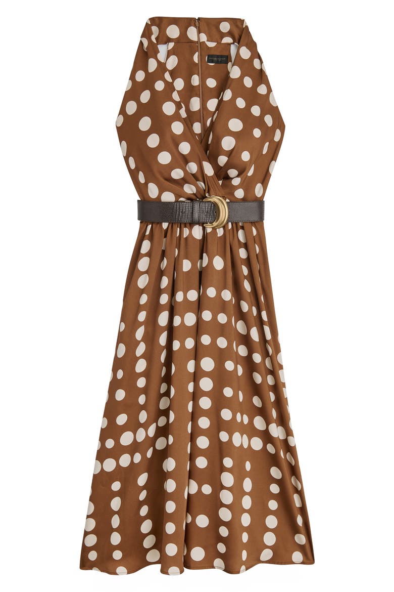 Polka Dot Belted Midi Dress, Alternate, color, RUSSET/ LIGHT CANVAS
