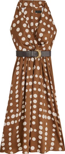 【Donna Karan New York】Polka-Dot Belted A-Line Dress Donna Karan New York Women's Polka-Dot A-Line Dress - Macy's