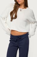 EDIKTED Leta Knit Long Sleeve Crop Top