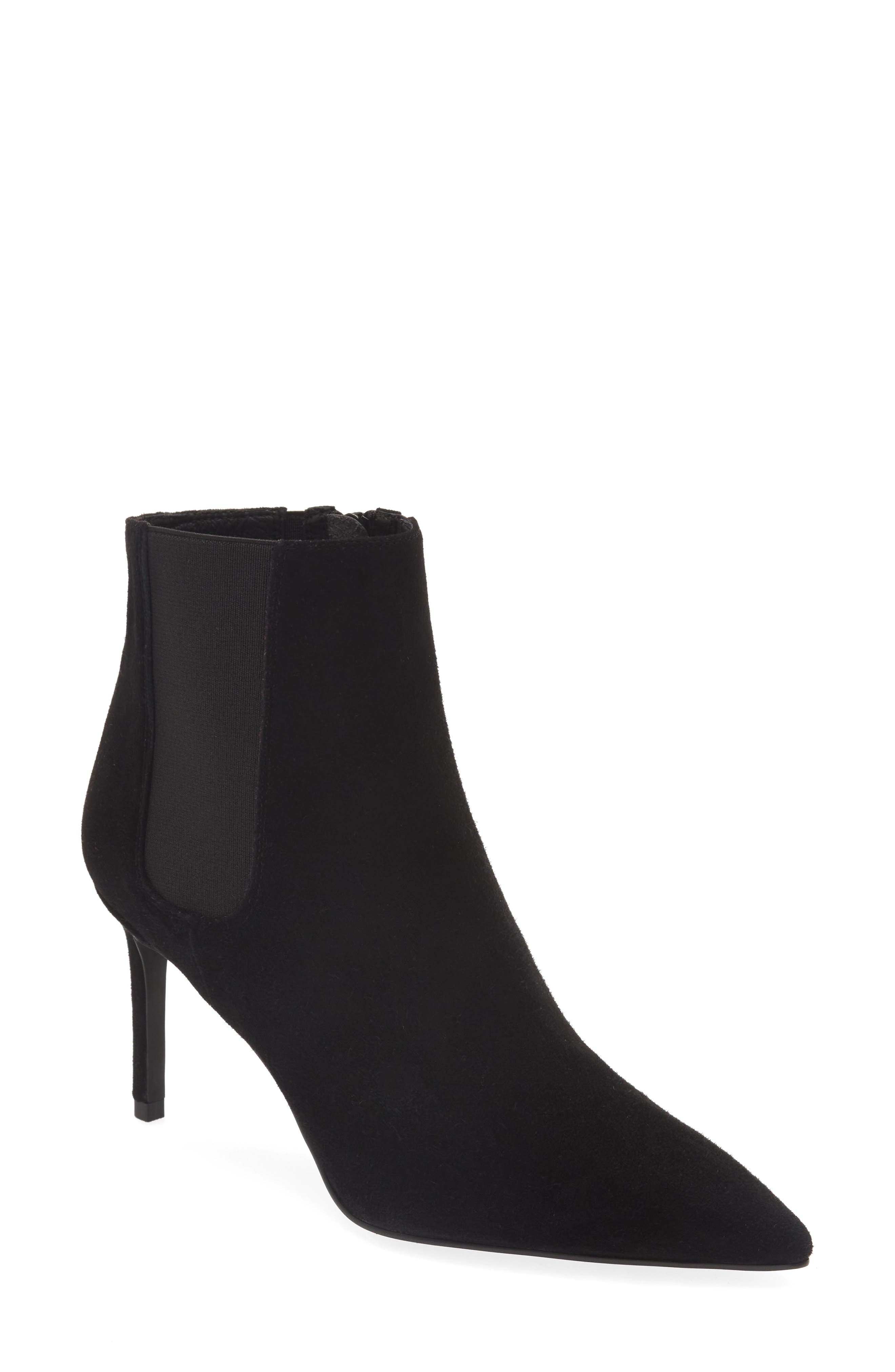 Jeffrey Campbell Nixie Pointed Toe Bootie, Main, color, Black Suede