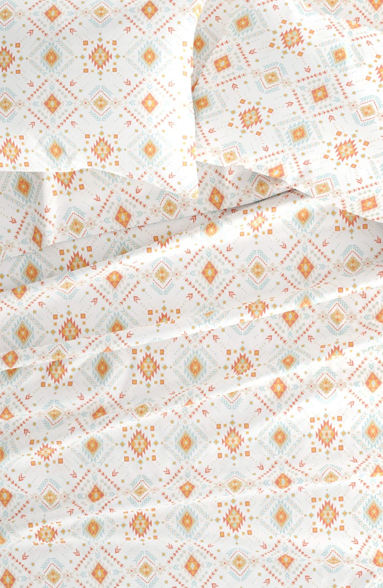 HOMESPUN Ultra Soft Geometric Dreams 4-Piece Bed Sheet Set, Alternate, color, Coral