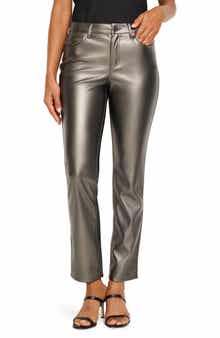 NIC+ZOE Metallic Faux Leather Straight Leg Pants