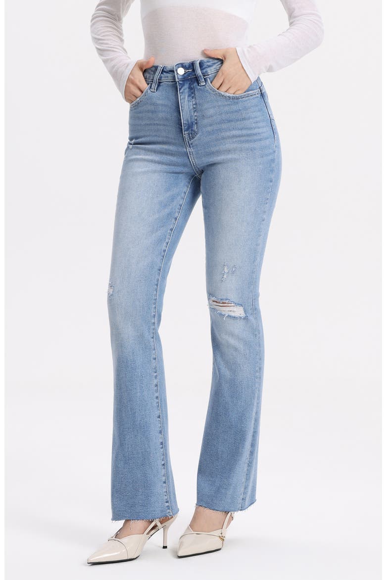 Ripped High Waist Bootcut Jeans, Alternate, color, LIGHT BLUE