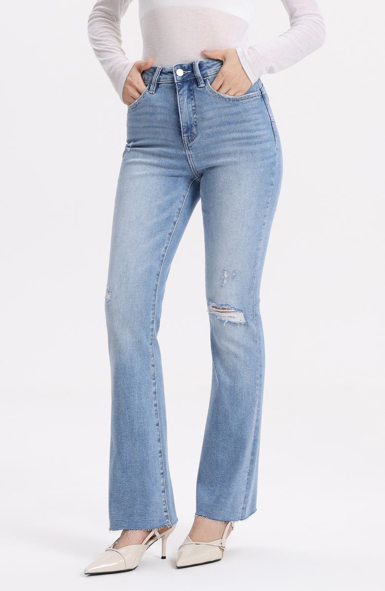 Bayeas Ripped High Waist Bootcut Jeans, Alternate, color, Light Blue