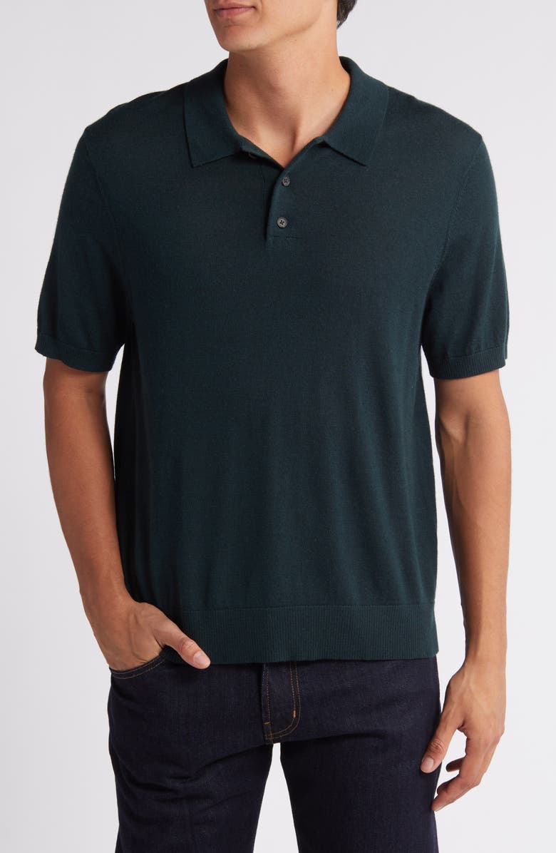 Vince Short Sleeve Merino Wool Polo Sweater, Main, color,