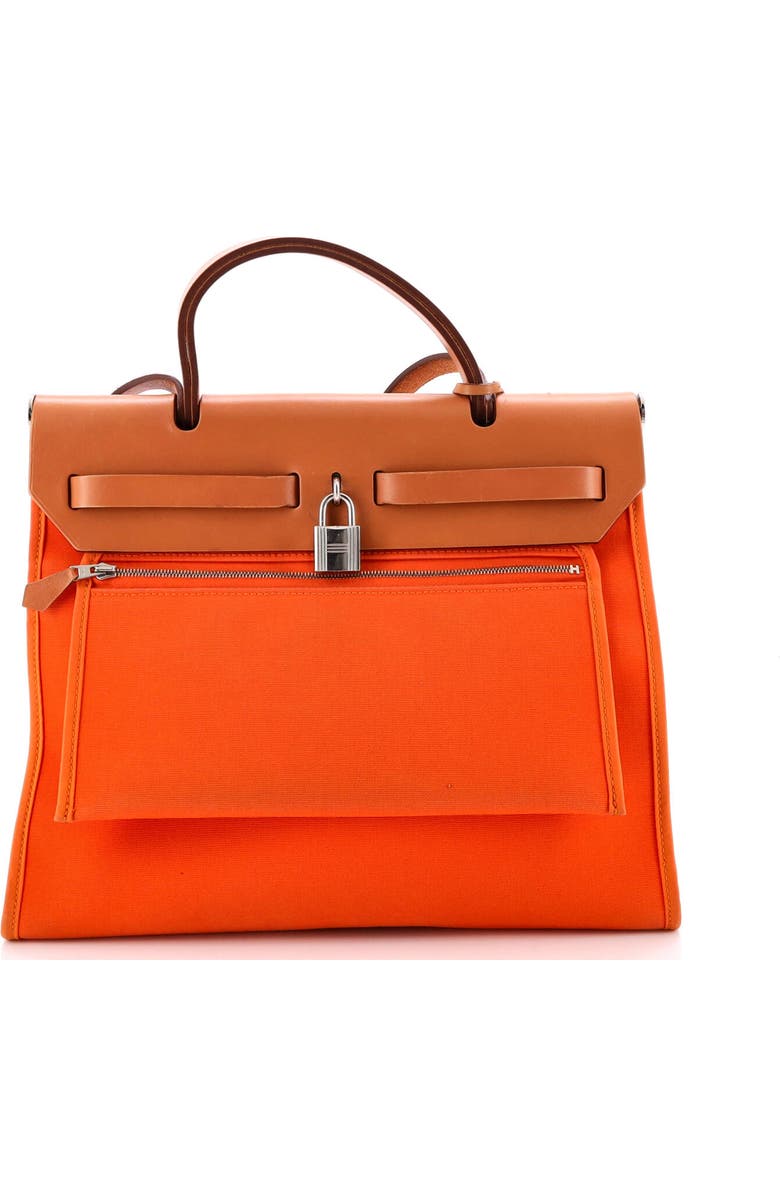 Pre-Owned Hermes Herbag Zip Leather and Toile 31, Alternate, color, Orange H
