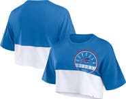 FANATICS Women's Fanatics Branded Royal/White Buffalo Bills Boxy Color Split Cropped T-Shirt
