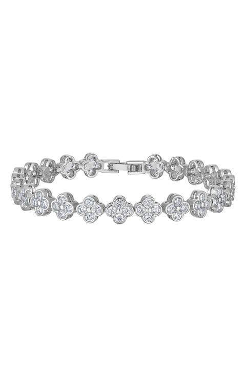 Cubic Zirconia Clover Tennis Bracelet