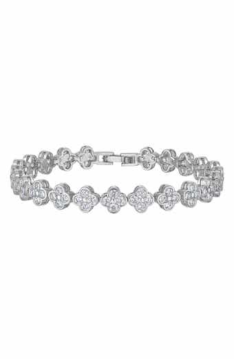 FZN Cubic Zirconia Clover Tennis Bracelet