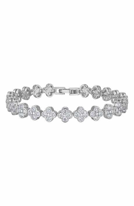 FZN Cubic Zirconia Clover Tennis Bracelet