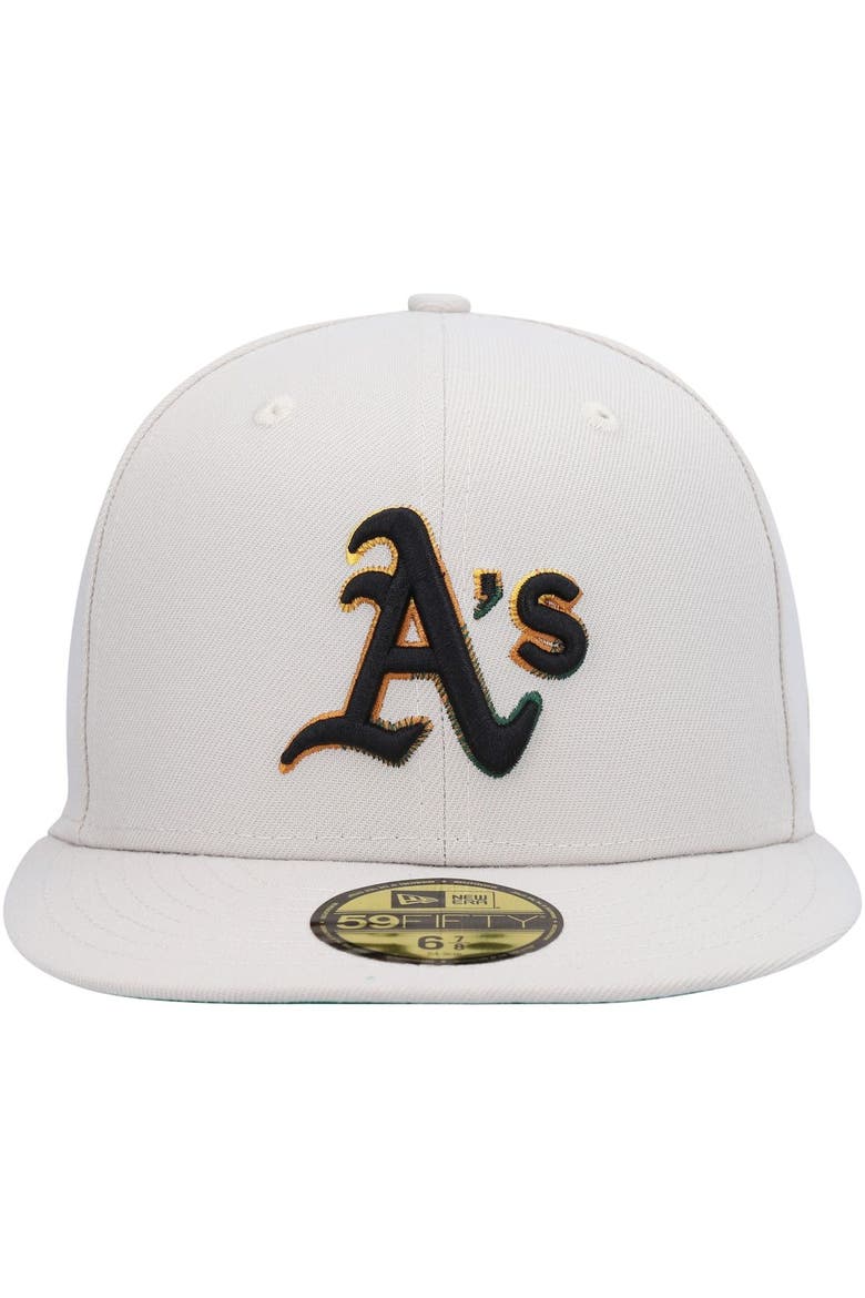 Men's New Era Khaki Oakland Athletics Stone Dim Undervisor 59FIFTY Fitted Hat, Alternate, color, Khaki