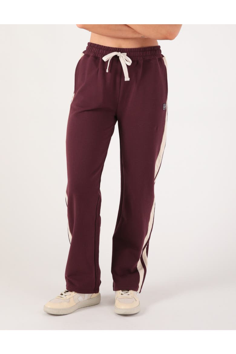 Retro Straightleg Sweatpant, Main, color, Crimson Velvet/Oatmilk Stripes
