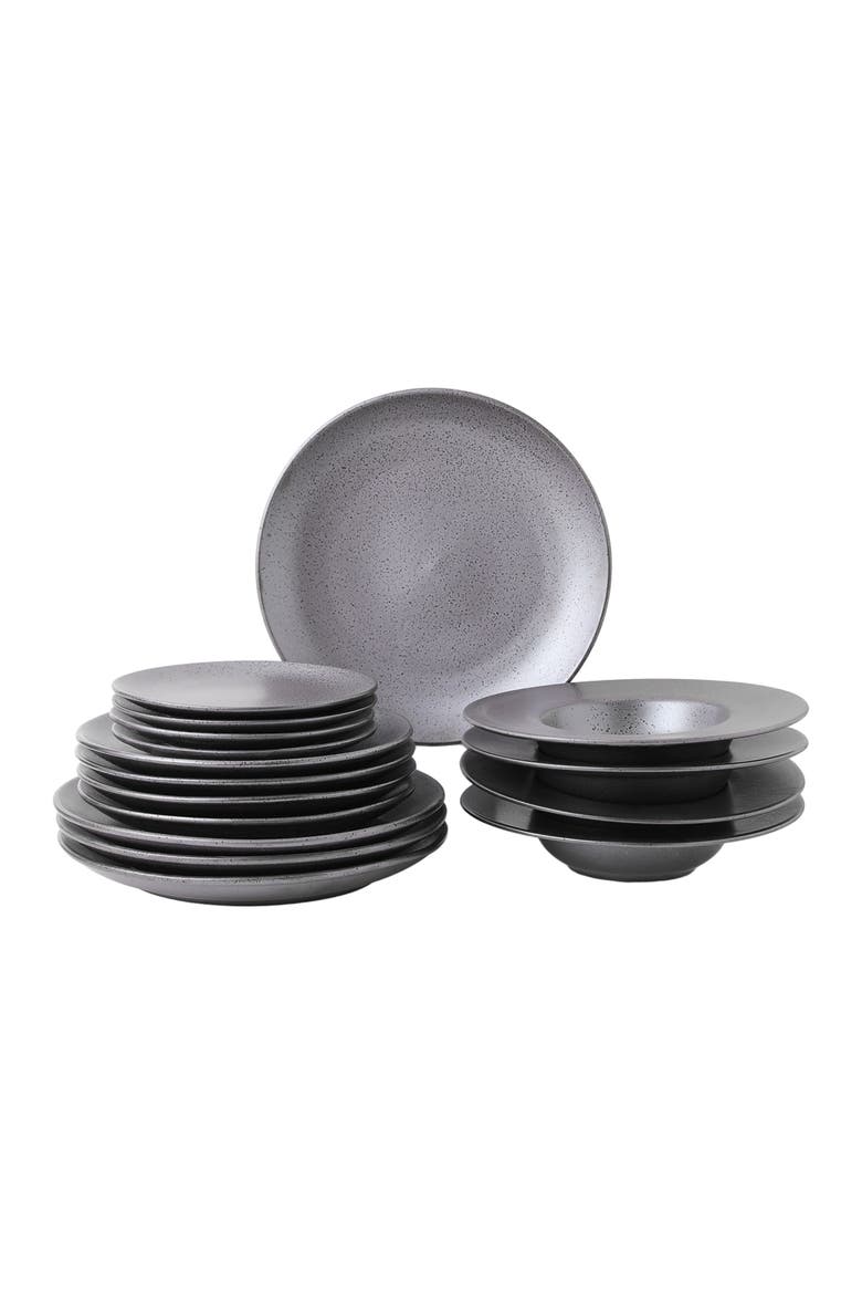 Valencia Porcelain 16-Piece Dinnerware Set, Main, color, Metallic Grey