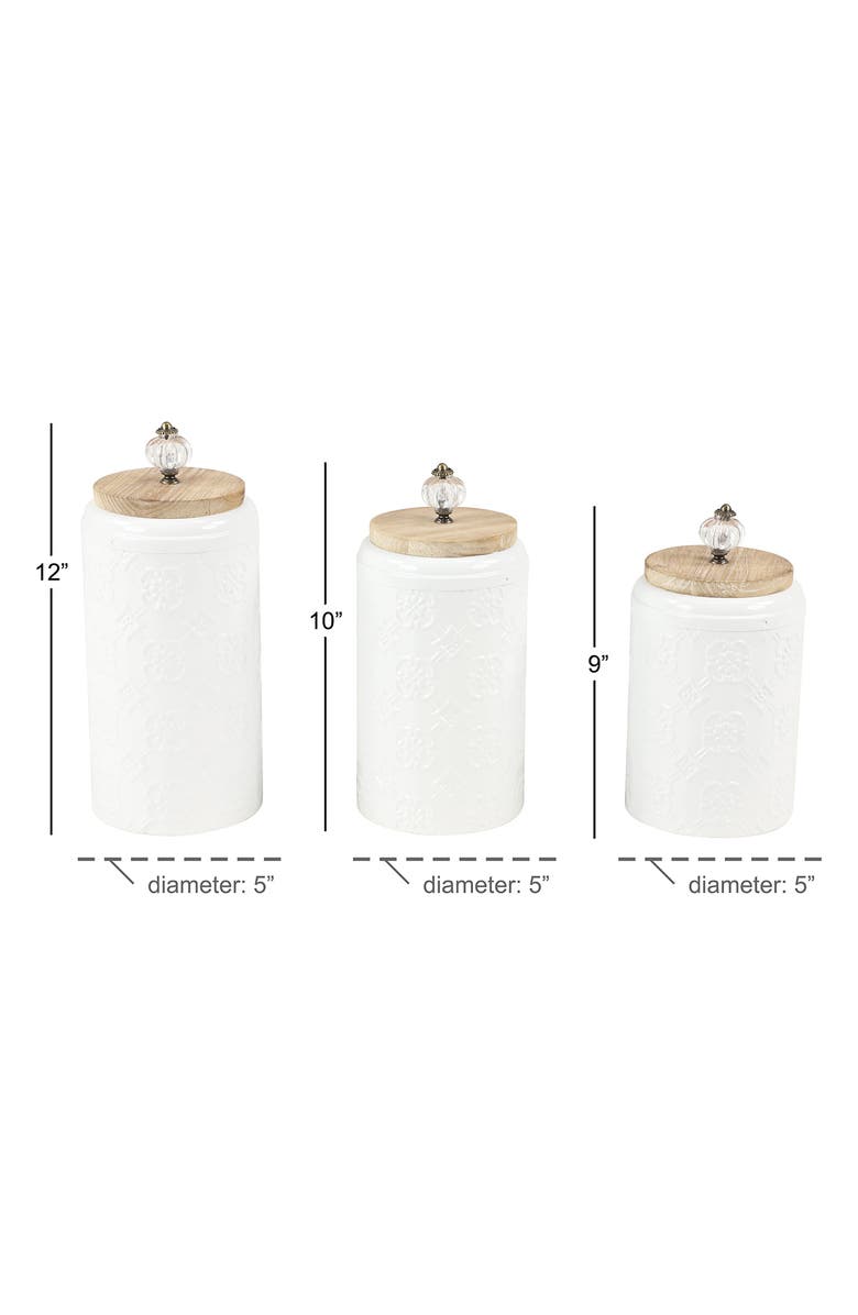 SONOMA SAGE HOME White Metal Floral Decorative Jars with Wood Lids - Set of 3, Alternate, color,