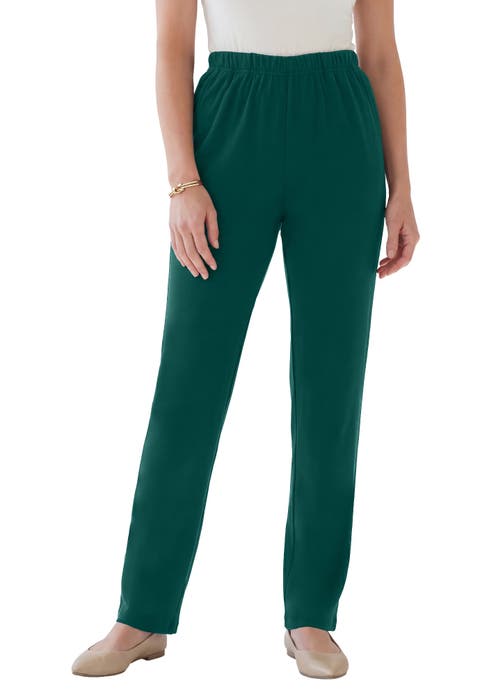 Petite Plus Size Soft Knit Relaxed Pull-On Straight Leg Pant (Plus)