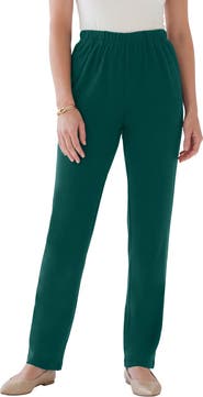 Roaman's Plus Size Soft Knit Relaxed Pull-On Straight Leg Pant
