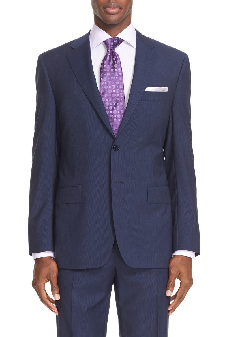 '13000' Classic Fit Stripe Wool Suit, Alternate, color, NAVY