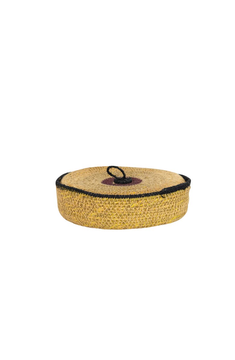 Storied Home Handwoven Seagrass Nesting Baskets with Stripes and Lid, Set of 5, Main, color, Natural