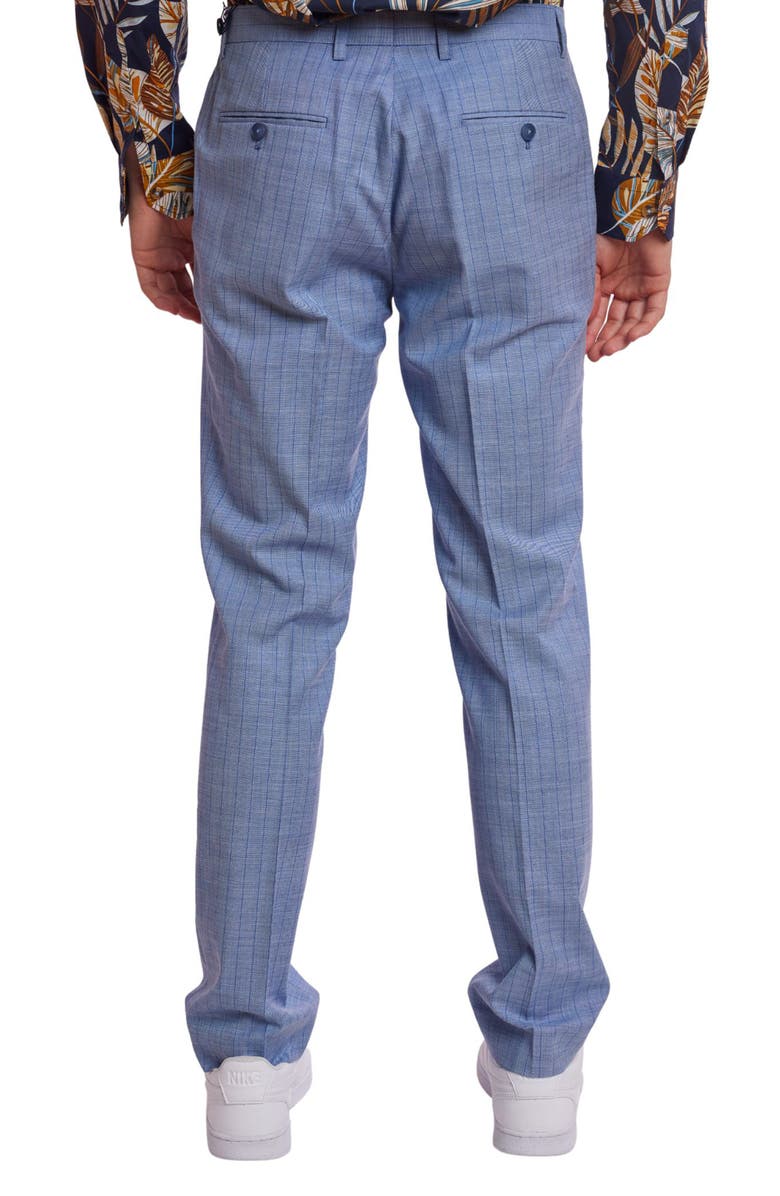 PAISLEY & GRAY Downing Slim Flat Front Windowpane Dress Pants, Alternate, color, French Blue Stripes