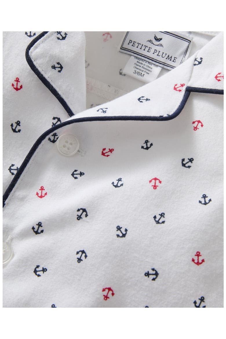 Anchors Away One-Piece Brushed Twill Pajamas, Alternate, color, WHITE