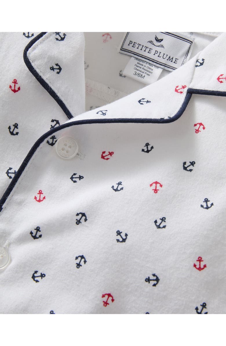Petite Plume Anchors Away One-Piece Brushed Twill Pajamas, Alternate, color, 