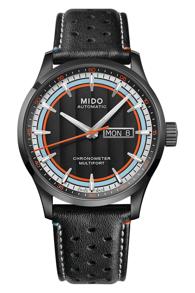 Multifort Chronometer 1 Racer Automatic Leather Strap Watch Gift Set, 42mm, Alternate, color, BLUE
