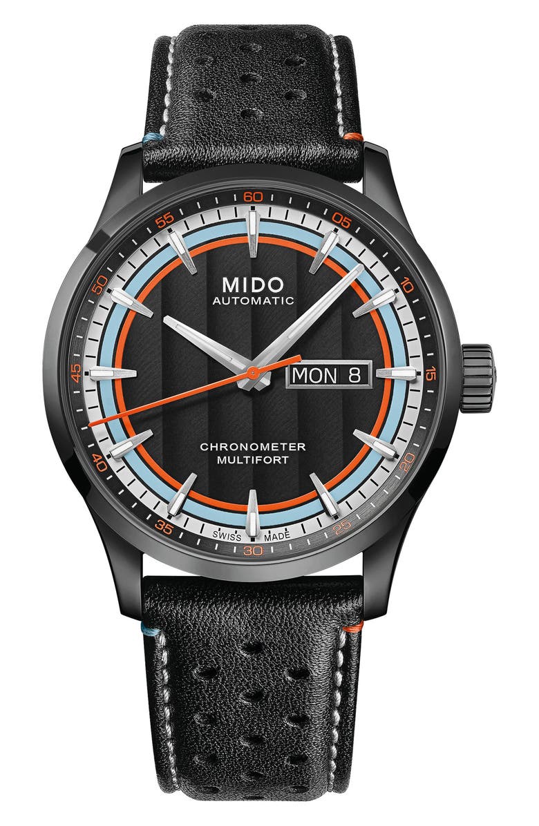 MIDO Multifort Chronometer 1 Racer Automatic Leather Strap Watch Gift Set, 42mm, Alternate, color, Blue