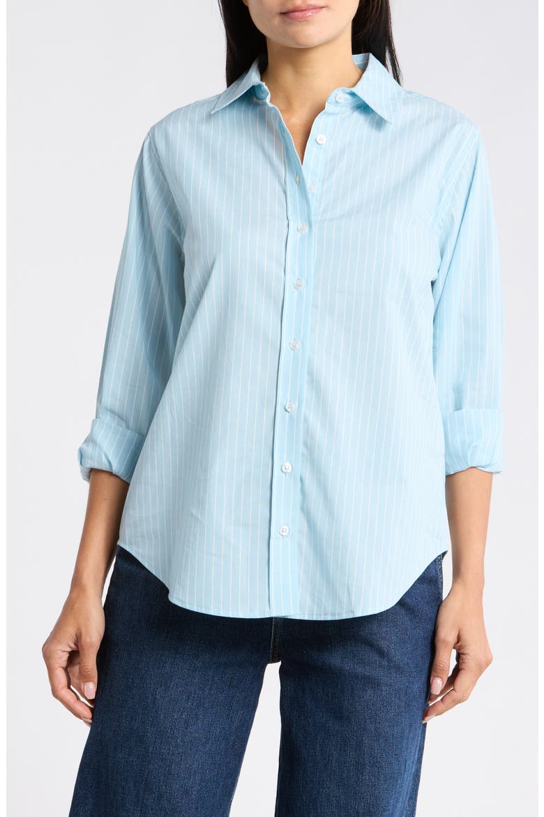Cotton Button-Down Shirt, Main, color, BLUE RISE PINSTRIPE