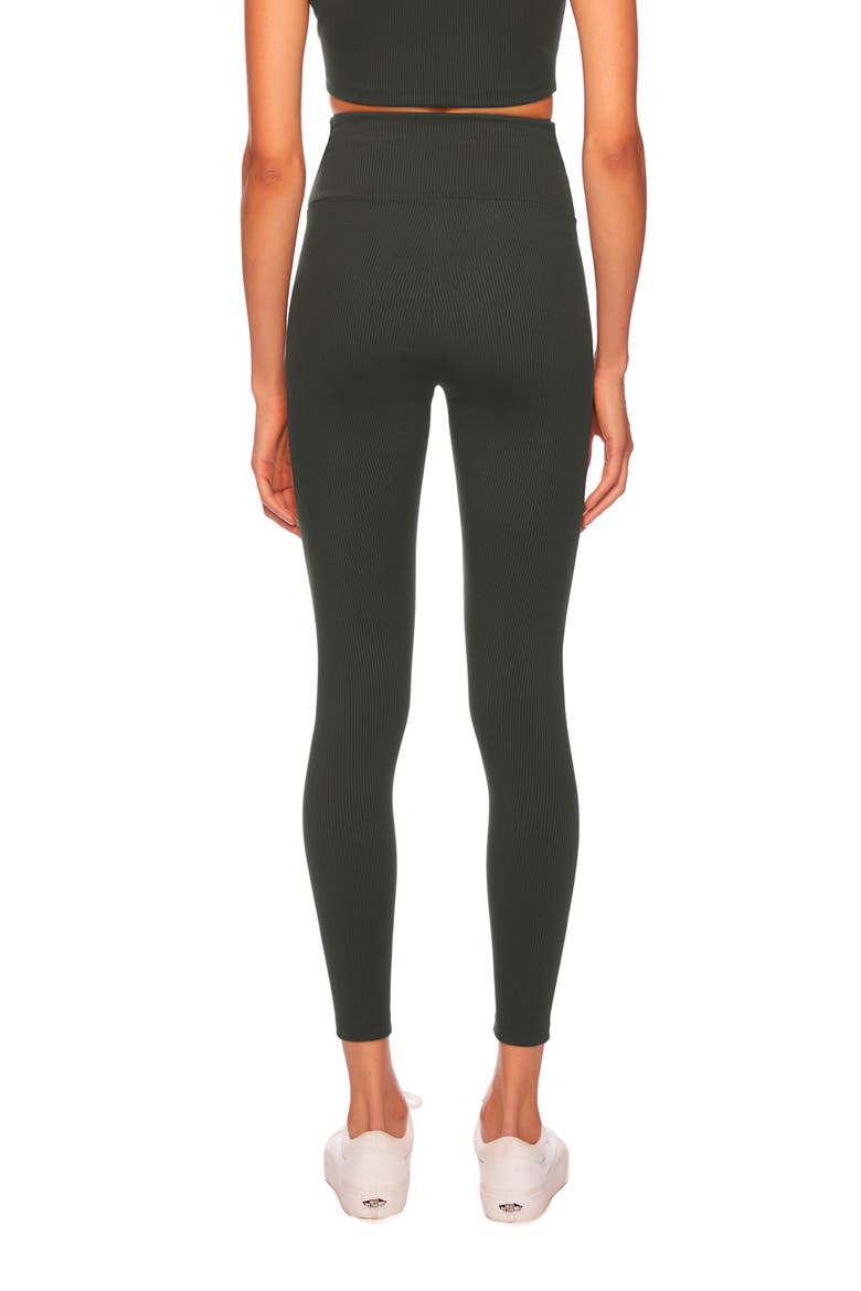 Rib High Waist Leggings, Alternate, color, HUNTER