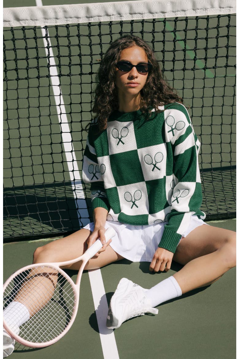 Riley Sweater Checkered Tennis, Alternate, color, Green / Ivory