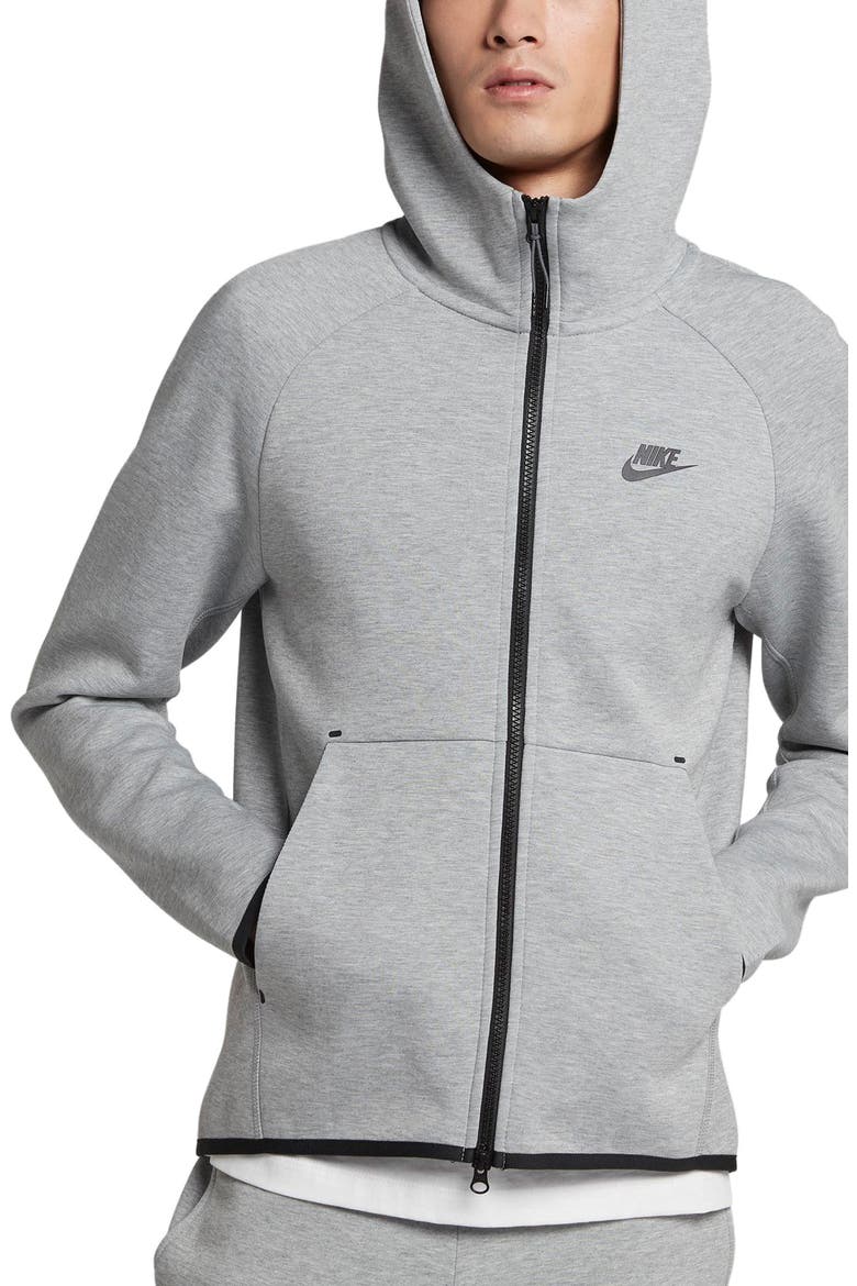 Sportswear Tech Fleece Zip Hoodie, Main, color, DK GREY HEATHER/ BLACK/ BLACK
