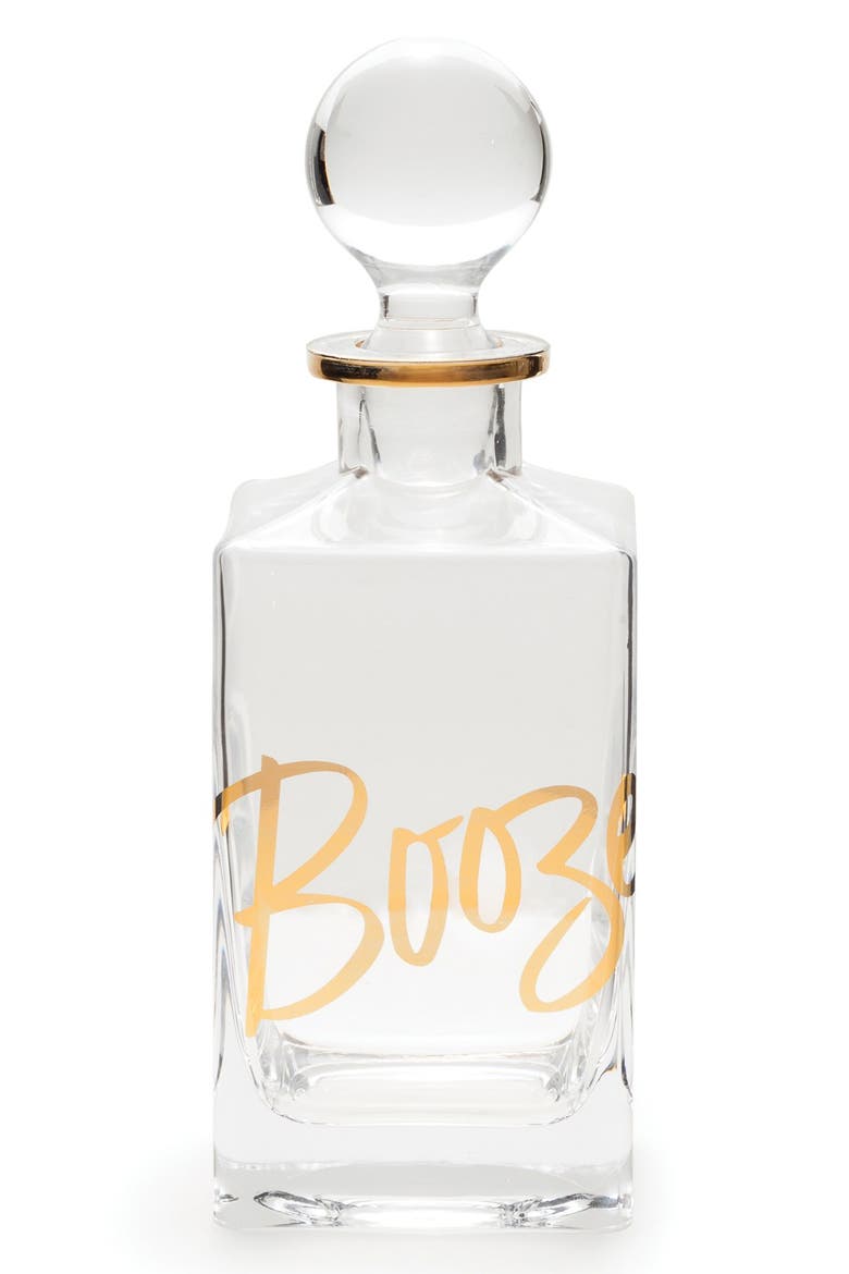 'Booze' Glass Decanter & Stopper, Main, color, GOLD