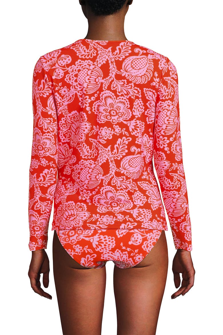 SunShade UPF 50 Long Sleeve Relaxed Rash Guard, Alternate, color, Radiant Orange Floral Medley